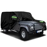 Waterproof Car Cover Fits for 1990-2016 Land Rover Defender 110, All Weather Outdoor Cover Full Car Cover with Door Zipper & Windproof Bands for Sun Snow Rain Dust Protection