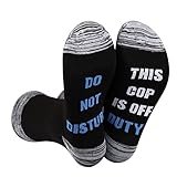 LEVLO Police Officer Socks Policeman Gift Do Not Disturb This Cop Is Off Duty 1 Pairs Socks Graduation Police Gift (Do Not Disturb-BK)