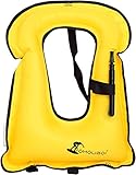 FORWEWAY Snorkel Vest Inflatable Buoyancy Vests for Portable Kayaking Buoyancy Vest for Drift Rescue,Rowing,Sailing,Snorkeling,Swimming,Outdoor Water (Yellow)