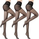 KOOOGEAR 3 Pairs Women's Tights,No Seam Pantyhose,Comfortable Seamless Control Top Tights,Nude Black High Waist Sheer Tight (UK, Alpha, M, L, Regular, Regular, 3 Pack Black)