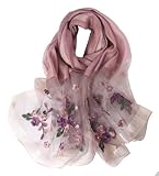 Anvevkn Women's Silk Embroidered Scarf Lightweight Shawls and Wraps for Weddings Fashion Elegant Pashmina Shawl Embroidered Scarves(C-Purple)