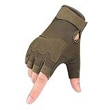 Half Finger Gloves Men Women Non-Slip Fingerless Gloves for Outdoor Sports Cycling Motorcycle Hiking Climbing Camping Hunting Running,army green,L