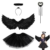 Halloween Angel Costume Set, 4 PCS Angel Feather Wings Tutu Skirt and Halo Headband for Kids and Adults, Angel Costume Accessories for Halloween Birthday Themed Party, Halloween Party Role Playing
