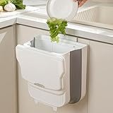 Chiziyixin 10L/2.6 Gallon Collapsible Hanging Trash Bin,Folding Caravan Door Bin,Food Waste Caddy Trash Can,Camping Campervan Bins for Kitchen Cupboard Bathroom Bedroom Office Car Dorm (White)