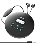 Oakcastle CD100 Rechargeable Bluetooth CD Player | 12hr Portable Playtime | In Car Compatible Personal CD Player | Headphones Included, AUX Output, Anti-Skip Protection, Custom EQ, CD100 (Black)