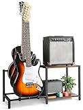 Guitar Stand Floor, 3-Holder Electric Bass Guitar with Guitar Amp Stand, Adjustable Guitar Holder, Guitar Rack for Multiple Guitars and Guitar Accessories, Guitar Display for Music Studio Home