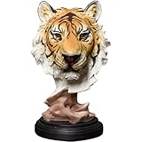 Muteitt Tiger Head Statue, Resin Animal Sculpture Ornament Desktop Decoration for Home Office Living Room Desktop Display Decoration