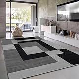 Imperial Rooms Area Rugs for Bedroom - Printed Rugs Living Room Large 200x290 Cm Geometric Style Modern Floor Carpet Super Soft Milo Black and Grey Extra Large Rug - Easy Care