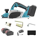 WUDLEP Cordless Electric Planer Compatible with Makita 21V Battery, 16500RPM Electric Wood Planer, Powered Planing Tool with 77mm Width and 2mm Depth, for Woodworking, Blue