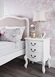 Juliette 3 Drawer White Bedside Table | French Style Night Stand | Fully Assembled (BRF-026-W)