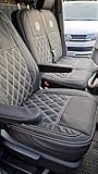 VW Transporter T5, T6, T6.1 Tailored Handmade Seat Covers with Armrest and Headrest Cover for 1+2 Front Seat