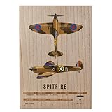 Widdop and Co Harvey Makin Military Heritage RAF Wood Effect A3 Wall Plaque - Spitfire – Home, Office or Bar, Celebrating British Armed Force/Royal Air Force. (H: 42cm x W:30cm x D: 2cm).