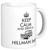 CPS DESIGNS Novelty Mug : Keep Calm and Drive A Hillman IMP : Fun Gift for Classic Rootes Group car Owner - Carry on Style Mugs - Mothers Fathers Day Christmas Birthday Gifts