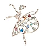 Wendalern Ballet Dancer Brooch Pin Sparkly Rhinestone Dancing Girl Safety Pin Brooch Elegant Crystal Ballerina Brooch Clothing Decor Pin Corsage Badges Accessories Jewelry for Women and Girls