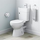 Baystone® 2 in 1 Toilet Basin Combo - Combined Bathroom Toilet & Wash Sink, Space Saving Cloakroom WC Close Coupled