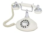 GPO Opal Retro Phone - Nostalgic Vintage Push-Button Analogue Landline Telephone with Curly Cord - Cream & Chrome
