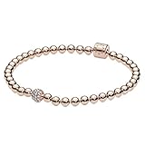 Pandora Purely Pandora Beads & Pavé 14k rose gold-plated bracelet with cubic zirconia, 17