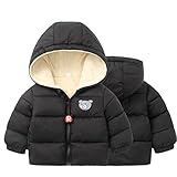 Toddler Boy Rain Jacket Kids Toddler Baby Girls Boys Winter Warm Thick Cotton Long Sleeve Bear Hooded Padded Clothes Coat Jacket Boy Clothes (Black, 18-24 Months)