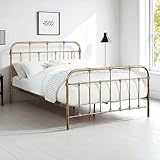 OAT Home Camden Metal Bed Frame, Victorian Hospital Style, Antique Brass or Silver Steel Effect, Single/Double/King Size (Antique Brass, Double)
