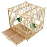 JECOMPRIS Elegant Handmade Bamboo Bird Cage for Small Birds Parakeet Cockatiel Lovebird Sturdy Easy to Clean