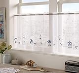 Alan Symonds Seaside Eyelet Top Voile Cafe Curtain Panel (59" x 18")