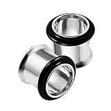 KJM FASHION 2PCS Stainless Steel 00g 10mm Single Flared Ear Ring Stretcher Lobe Gauge Tunnel Plug Piercing Jewellery 1785