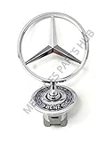 Mercedes Benz Genuine Vehicle Hood Star Emblem Badge (140-880-02-86, Chrome and Blue Laurel Wreath)