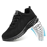Steel Toe Caps Trainers Lightweight Safety Trainers Safety Shoes Boots Air Cushion Mens Womens Work Industrial Puncture Proof Work Shoes Unisex Non Slip Black