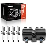 A-Premium 1x Ignition Coil Pack and 4x Iridium Spark Plugs Compatible with Chevrolet Aveo Corsa LUV Tornado Tracker Pontiac G3 Matiz Wave Daewoo Nubira Suzuki