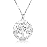 Bo&Pao Personalised Family Tree Necklace with Name, 925 Sterling Silver, Engraving