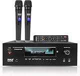Pyle Wireless BT Streaming Home Theater Receiver - 5.2-Ch Surround Sound Stereo Amplifier System w/ 4K Ultra HD Support, MP3/USB/AM/FM Radio (1000 Watt MAX), w/ 2CH UHF Wireless Microphone