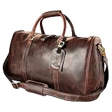 Leather Holdall Bags for Men - Travel Overnight Duffle Bag - Weekend Carry On Suitcase - Underseat Flight Cabin Duffel Bag