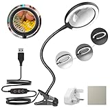DUDSOEHO 3X Daylight LED Magnifying Lamp, Clamp Magnifying Glass with 6 Adjustable Light Setting for Reading, Seniors, Hobbies, Craft