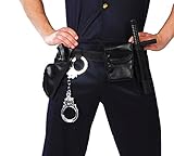 FIESTAS GUIRCA | Police Belt with Handcuffs, Gun and Baton - Accessory for SWAT and Law Enforcement Fancy Dress Costume - Ideal for Halloween, Carnival and Fancy Dress Parties - All Users - Black