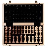 A&A 15" Magnetic Wooden Chess Set/Folding Board / 3" King Height German Knight Staunton Chess Pieces/Walnut & Maple Inlaid /2 Extra Queen