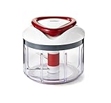 Zyliss E910015 Easy Pull Food Processor | 750ml Capacity | Plastic/Stainless Steel | White/Red | Manual Handheld Food Chopper/Slicer/Blender With Pull Cord | Dishwasher Safe | 5 Year Guarantee