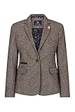 TruClothing Womens Tweed Blazer Jacket 1920s Vintage Elbow Patch Waistcoat Blinders Tan - Light Brown Blazer 14