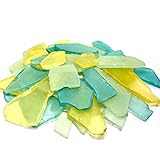 CYS EXCEL Sea Glass 24 Ounces Light Blue & Light Green & Light Yellow Mix | Multiple Color Choices Crushed Glass Vase Filler | Aquarium Nautical Décor for Art Crafts Flat Frosted Dyed Color Stone
