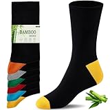 Niofind Bamboo Socks for Men and Women, 6 Pairs Crew Seamless Soft Colored & Black Dress Socks Multipack 9-12, Breathable, Durable, Odorless, Comfortable, Suitable for Work and Casual Wear