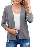 TASAMO Women's Bolero Shrug Stylish and Lightweight Cover Up Elegant Cardigan（XX-Large,Dark Gray）