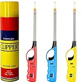 Aspect X3 Refillable BBQ Lighter – Adjustable Flame, Clipper Gas, Multi-Use for Kitchen, BBQ, Candles, Camping & Fireworks (Set of 4)
