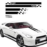 5PCS Stylish Racing Stripes Sticker Set, Car Hood Decal Body Side Stripe Rearview Mirror Bumper Stickers, Waterproof Vinyl Decal Decor Exterior Car Accessories for Sport Racing Truck Vehicles