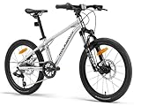 ROCKBROS Darwin Ⅲ 20" Kids Mountain Bike, Lightweight Aluminium Alloy Bicycle with Shimano 7 speeds Disc-brake, Mountain Bicycle for Boys Girls 6-10 Years Old Suspension Fork