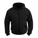 SPEED MAXX LTD Mens Black Fleece Hoodie with Kevlar Lining & Removable Armour Motorbike/Motorcycle Jacket (2XL)