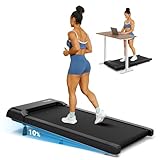 Dripex Walking Pad Treadmill, 2.0HP Under Desk Treadmill with 10% Manual Incline, Walking Running Machine with Remote Control and LED Display, Adjustable Speeds 1.5-6km/h, No Assembly