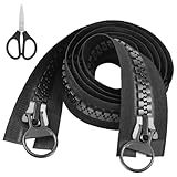 Plastic 2-Way Zip 150cm Extra Long Zips Chunky Zip, Large Separable Black ZipS for Jackets, Waterproof Replacement Heavy Duty Open Ended Zips for Coat Down Jacket Sewing Tailor Tents