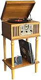Steepletone Westminster 2019 (with STAND) Nostalgic FM & DAB Radio 7 in 1 Music Centre: 3 Speed Record Player, CD Player, Cassette Player, USB/MP3 RECORDING, Remote Control, Real Wood Veneer (Light)