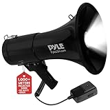 Pyle Portable Compact PA Megaphone Speaker, 50W Rechargeable Bullhorn Megaphone with Siren, Adjustable Volume, Lightweight Handheld Loud Speaker, For Coaches, Referees and Lifeguards