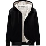 WJL WHISPERING JONES LONDON Mens Classic Hooded Sherpa Fur Lined Padded Fleece Jacket Hoodie Full Zip Menswear Hiking Warm Outdoor Coat S-XXL, Black, L