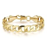 9mm Gold-Plated Bonded Cuban Curb Chain Bracelet, Bracelets – 8 Inch – Durable & Stylish – Lightweight 21g – Classic Unisex Jewellery for Everyday Wear - Bling King London